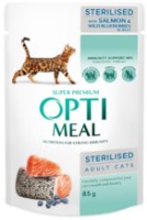 Hrană umedă pentru pisici Optimeal Adult Cats Sterilised Salmon & Blueberry 85g