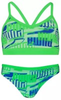 Costum de baie pentru copii Puma Swim Girls Printed Bikini Set 1P Fluo Green Combo, s.140