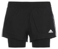 Pantaloni scurți dame Adidas Pacer 3S 2 in 1 Black/White, s.XL