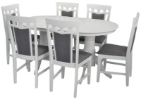 Set masă și scaune Evelin HV-24 V White + 6 Deppa R White/NV-10WP Grey