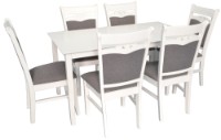 Set masă și scaune Evelin Sanflower White + 6 HV-3167 White/NV-10WP Grey