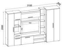Гостиная Yasen Рояль Гикори Рокфорд Светлый/Графит Серый фото №2 — интернет-магазин Desire.md