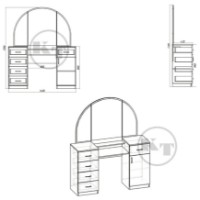 Măsuţă de toaletă Компанит Трюмо-5 (Комплект) Stejar Sonoma imaginea #2 — magazin online Desire.md