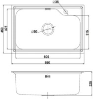 Chiuvetă de bucătărie Fabiano BR 68x45 imaginea #2 — magazin online Desire.md