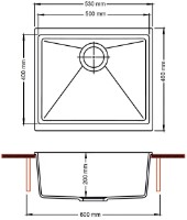Chiuvetă de bucătărie Fabiano Navio 53x46 Anthracite imaginea #3 — magazin online Desire.md