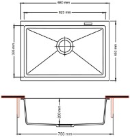 Chiuvetă de bucătărie Fabiano Navio 68x45 Anthracite imaginea #2 — magazin online Desire.md
