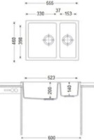 Chiuvetă de bucătărie Fabiano Quadro 56x46x15 Beton imaginea #2 — magazin online Desire.md