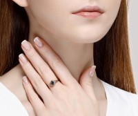 Inel Sokolov din aur alb cu diamante și topazul londonez 16.4 (71-00066-3) imaginea #2 — magazin online Desire.md