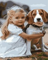 Картина по номерам Strateg Девочка с биглем (GS915)