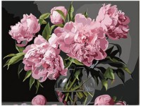 Картина по номерам Strateg Розовые пионы в стеклянной вазе (SS1150) фото №1 — интернет-магазин Desire.md