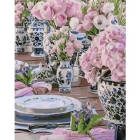 Картина по номерам Strateg Сервировка с цветами (GS1096)