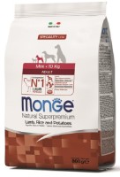 Hrană uscată pentru câini Monge Superpremium Mini Adult Lamb/Rice/Potatoes 800kg