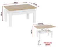Журнальный столик MobiCasa B FLY Transformer 60/120x90  Kraft Gold/White фото №5 — интернет-магазин Desire.md