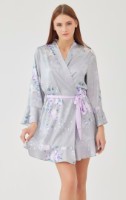 Банный халат Ajoure M5157 Grey/Print Flowers, s.2XL