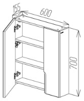 Шкаф с зеркалом Bayro Sorento 600x700 (115312) фото №2 — интернет-магазин Desire.md