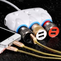 Автомобильная зарядка Hoco C1 Three in One White фото №3 — интернет-магазин Desire.md