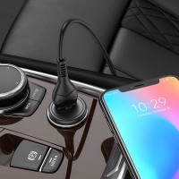 Автомобильная зарядка Hoco Z43 Mighty + Type-C Cable Black фото №2 — интернет-магазин Desire.md