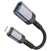 Adaptor Hoco UA24 Lightning to USB Metal Gray imaginea #2 — magazin online Desire.md