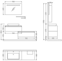 Set mobilier baie Nplus Baco 160 White/Metalic Anthracite imaginea #2 — magazin online Desire.md