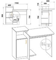 Письменный стол Компанит СКМ-2 Ателье Светлый фото №2 — интернет-магазин Desire.md