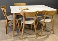 Masă pentru bucătărie MobiCasa Oslo 120/200x80 White/Natural Wax imaginea #3 — magazin online Desire.md