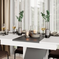 Masă pentru bucătărie MobiCasa Lendi 140/180x80 Alb/Grafit imaginea #4 — magazin online Desire.md