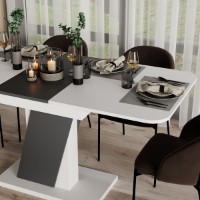 Masă pentru bucătărie MobiCasa Lendi 140/180x80 Alb/Grafit imaginea #5 — magazin online Desire.md