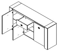 Comodă Yasen Shelbi 3D1S Craft Stejar Auriu/Frasin Surfside Fier imaginea #2 — magazin online Desire.md