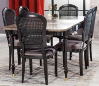 Set masă și scaune Moda Life Urla 160x75x93cm + 6 Chaır Black