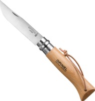Cuțit Opinel Tradition Inox Wood N08 + Leather Lace