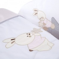 Lenjerie de pat pentru copii Albero Mio Star Bunny Beige/Rose (C-5 H207)