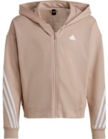 Hanorac pentru copii Adidas Future Icons 3-Stripes Full-zip Hooded Track Top Wonder Taupe/White, s.152