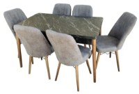 Комплект для столовой Magnusplus MDF 1 Black Butterfly Bendir + 6 Chairs Gold Istinye 18 фото №1 — интернет-магазин Desire.md