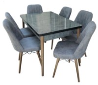 Set masă și scaune Magnusplus Set MDF 1 Gray Butterfly Aris Antrasit + 6 Chairs Gold Istinye 18 imaginea #1 — magazin online Desire.md