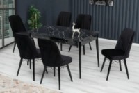 Комплект для столовой Magnusplus Set MDF 2 Black Butterfly Bendir + 6 Chairs Gold Velour Black фото №1 — интернет-магазин Desire.md