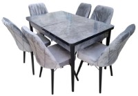 Комплект для столовой Magnusplus Set MDF 2 Gray Butterfly Antrasit + 6 Chairs Gold Velour Gray фото №1 — интернет-магазин Desire.md