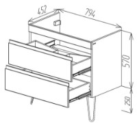 Шкаф под умывальник Bayro Studio Argo 800 (118783) фото №5 — интернет-магазин Desire.md