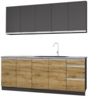 Bucătărie Yasen Madera 2.0m Grafit Gri/Stejar Craft Aur (dreapta)