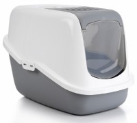 Litieră acoperită pentru pisici Beeztees Nestor Grey/White (400465)