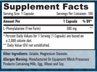 Пищевая добавка Haya Labs L-Phenylalanine 500mg 100cap фото №2 — интернет-магазин Desire.md