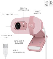Camera Web Logitech Brio 100 Rose imaginea #2 — magazin online Desire.md