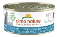 Hrană umedă pentru pisici Almo Nature Natural Tuna Chicken & Cheese 150g