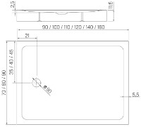 Душевой поддон New Trendy Mild Rectangular B-0611 90x80x11.5 (19020) фото №3 — интернет-магазин Desire.md