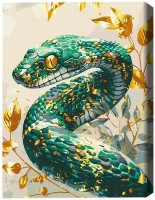 Картина по номерам Brushme Смарагдовая змея с металлизированными цветами (BS54118) фото №1 — интернет-магазин Desire.md