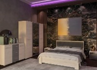 Шкаф Yasen Бари 4Д2З Гикори Рокфорд Светлый/Графит Серый фото №3 — интернет-магазин Desire.md