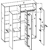 Шкаф Yasen Бари 4Д2З Гикори Рокфорд Светлый/Графит Серый фото №2 — интернет-магазин Desire.md