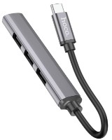 Multiplicator Hoco HB26 4in1 Type-C Metal Grey imaginea #2 — magazin online Desire.md