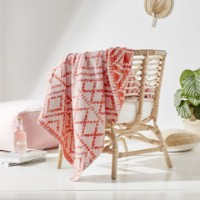 Pătura IBENA Jacquard  Baumwolldecke Kailua mith GOTS Zertifikat 140x200cm Redorange/ivory imaginea #4 — magazin online Desire.md