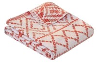 Pătura IBENA Jacquard  Baumwolldecke Kailua mith GOTS Zertifikat 140x200cm Redorange/ivory