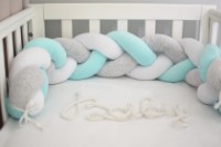 Protectie laterala pentru patut Veres White Mint Grey (154.02.17)